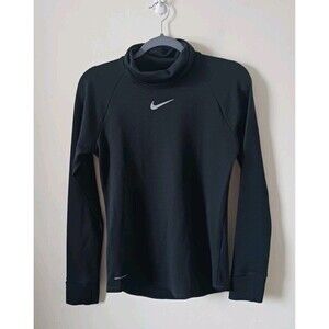 Nike Aeroreact Womens Athletic Running Turtleneck Black Shirt Size S